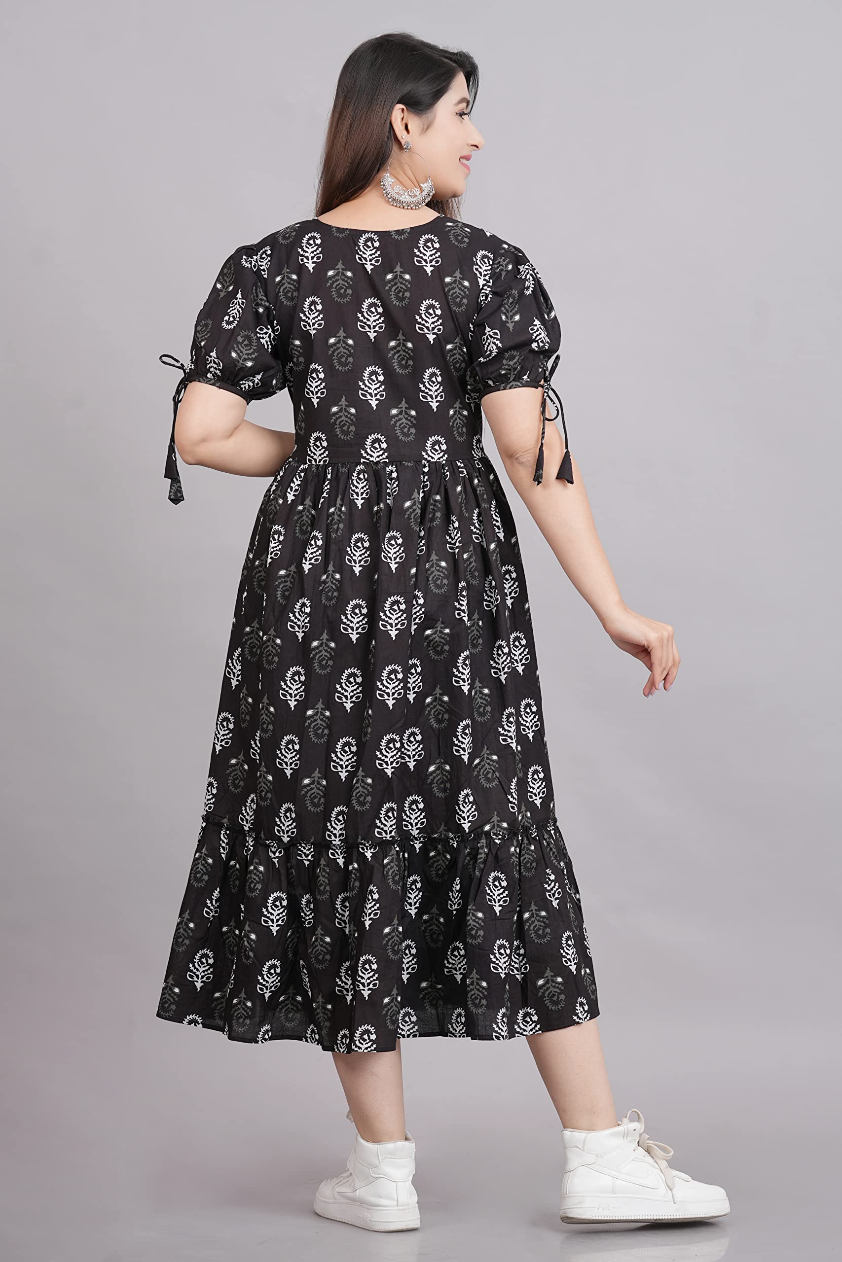 Kuruti B Sheets Women's Floral Printed Rayon Fit and Flare Tank Maxi Dress Kurta - label detail