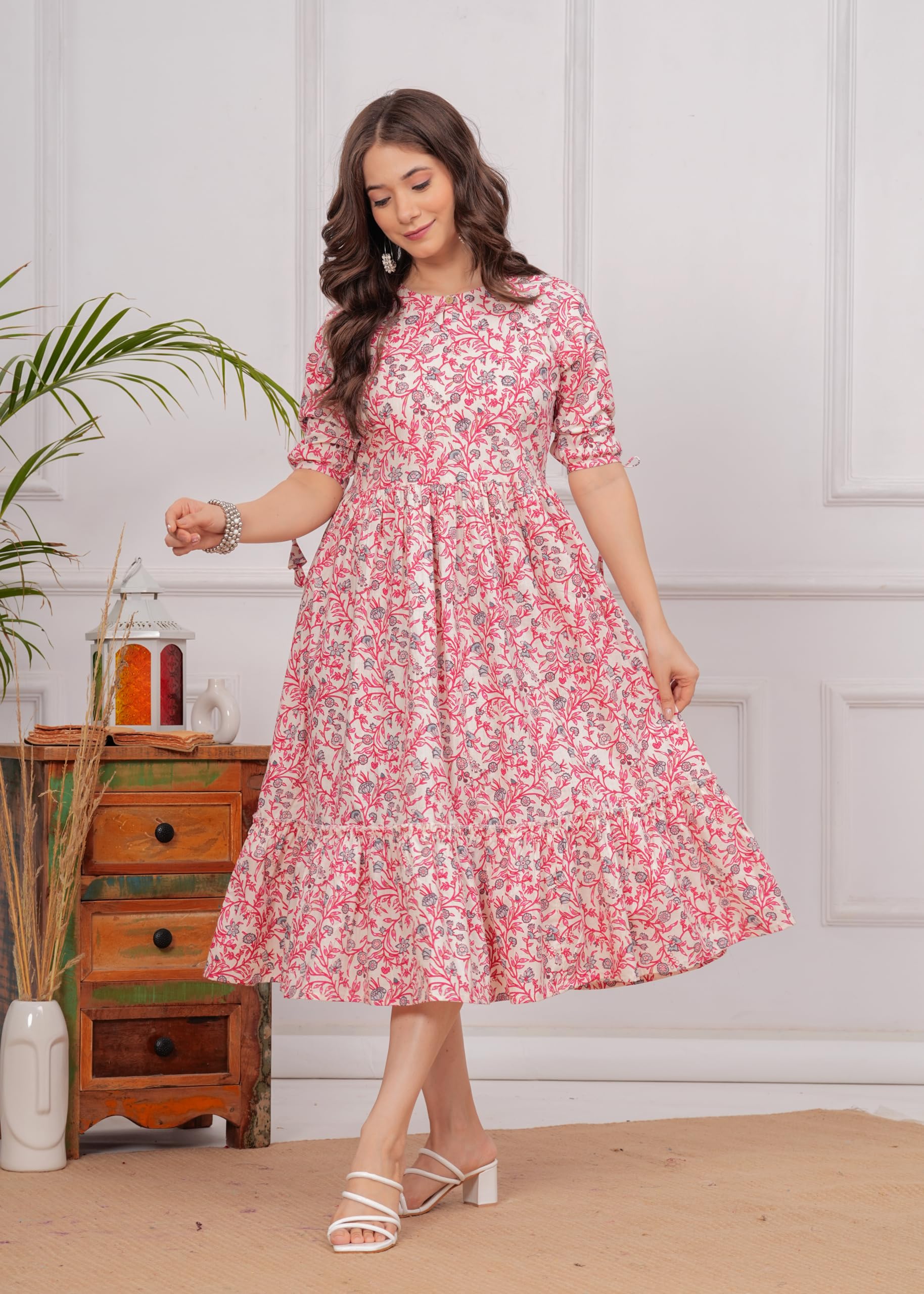 Kuruti B Sheets Women's Floral Printed Rayon Fit and Flare Tank Maxi Dress Kurta - packaging (61)