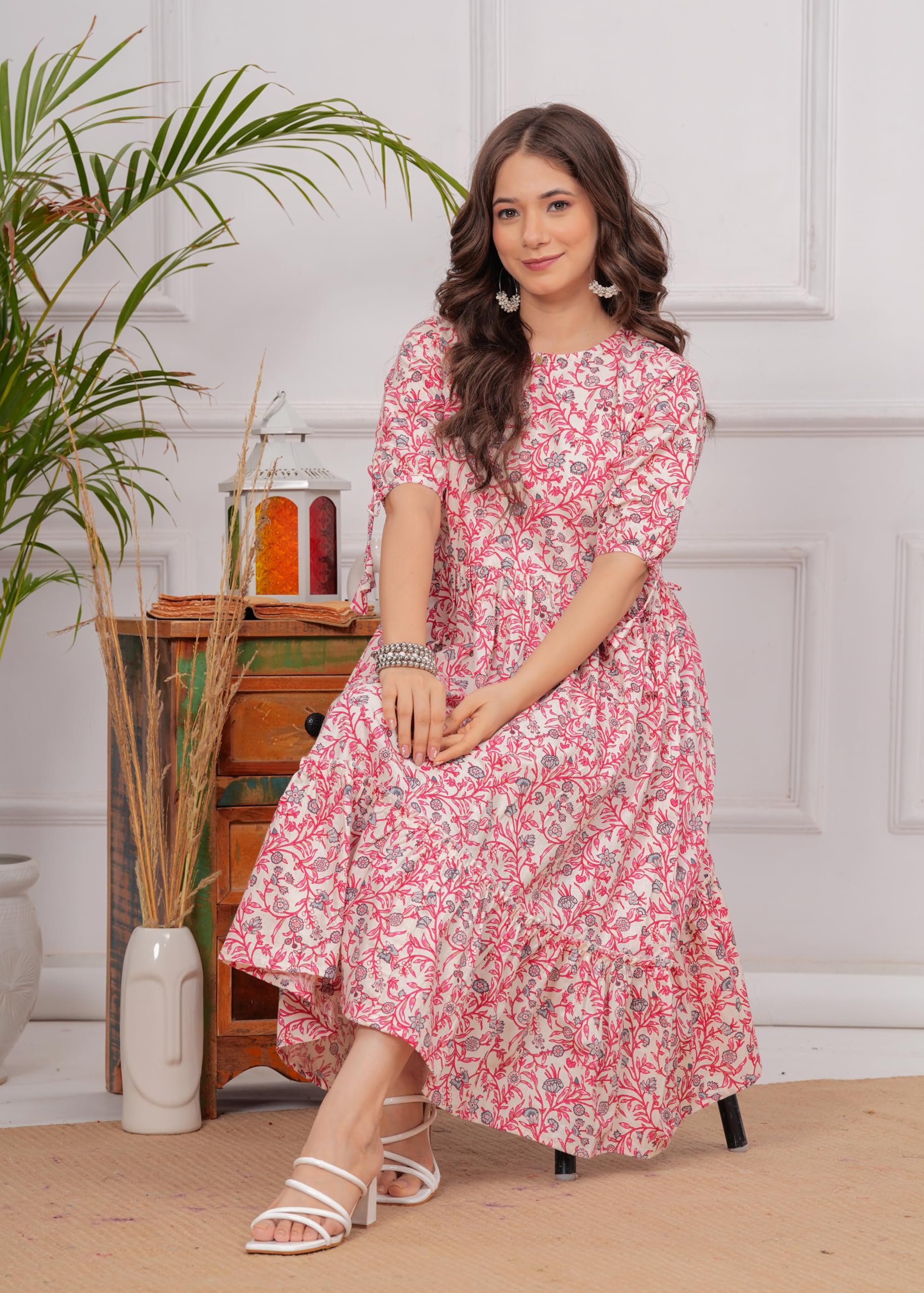 Kuruti B Sheets Women's Floral Printed Rayon Fit and Flare Tank Maxi Dress Kurta - ingredients panel (63)
