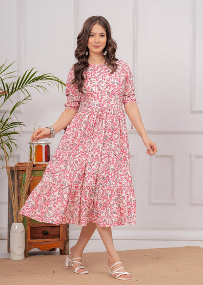 Kuruti B Sheets Women's Floral Printed Rayon Fit and Flare Tank Maxi Dress Kurta - close-up detail (64)