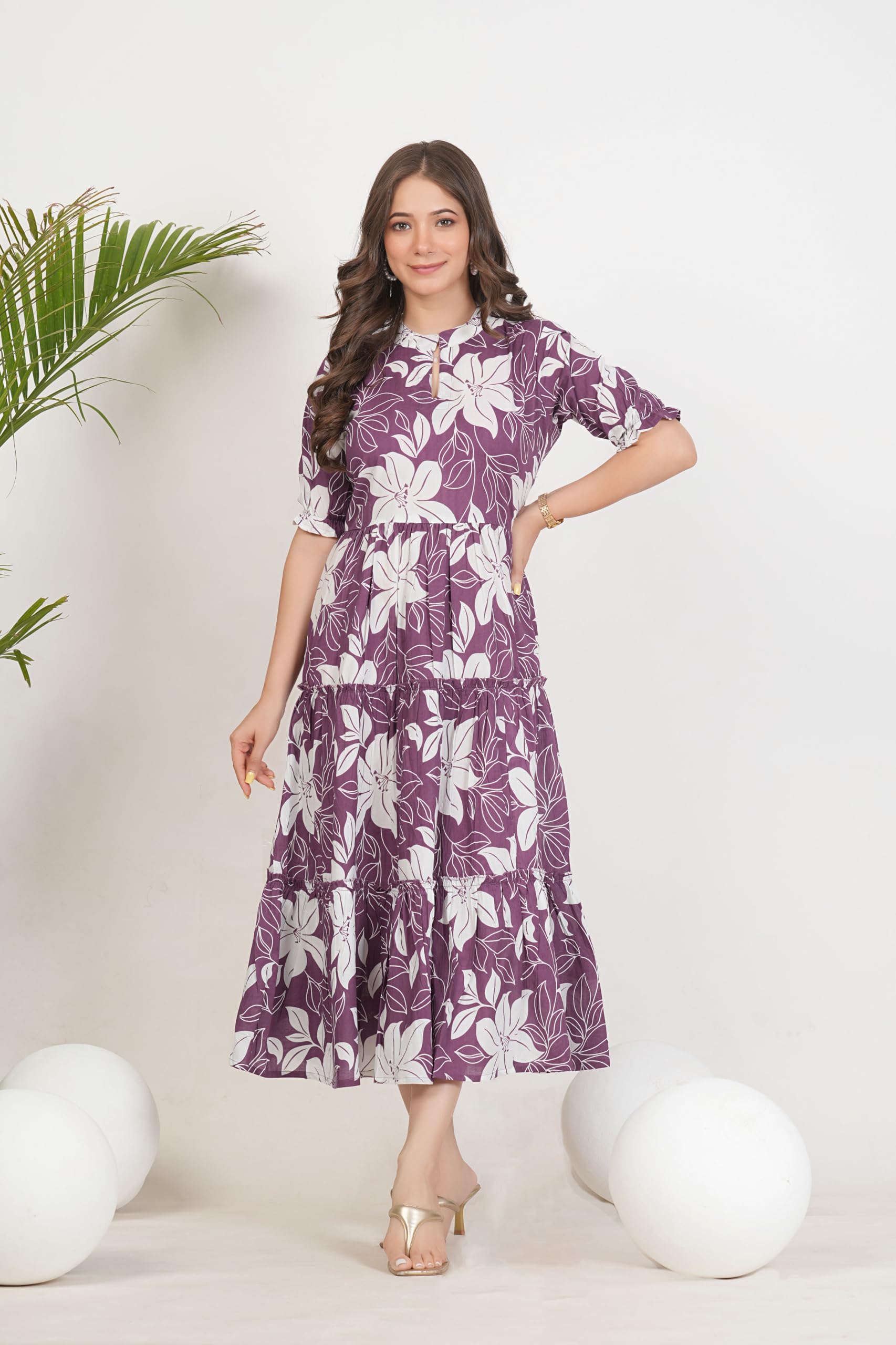 Kuruti B Sheets Women's Floral Printed Rayon Fit and Flare Tank Maxi Dress Kurta - packaging (67)