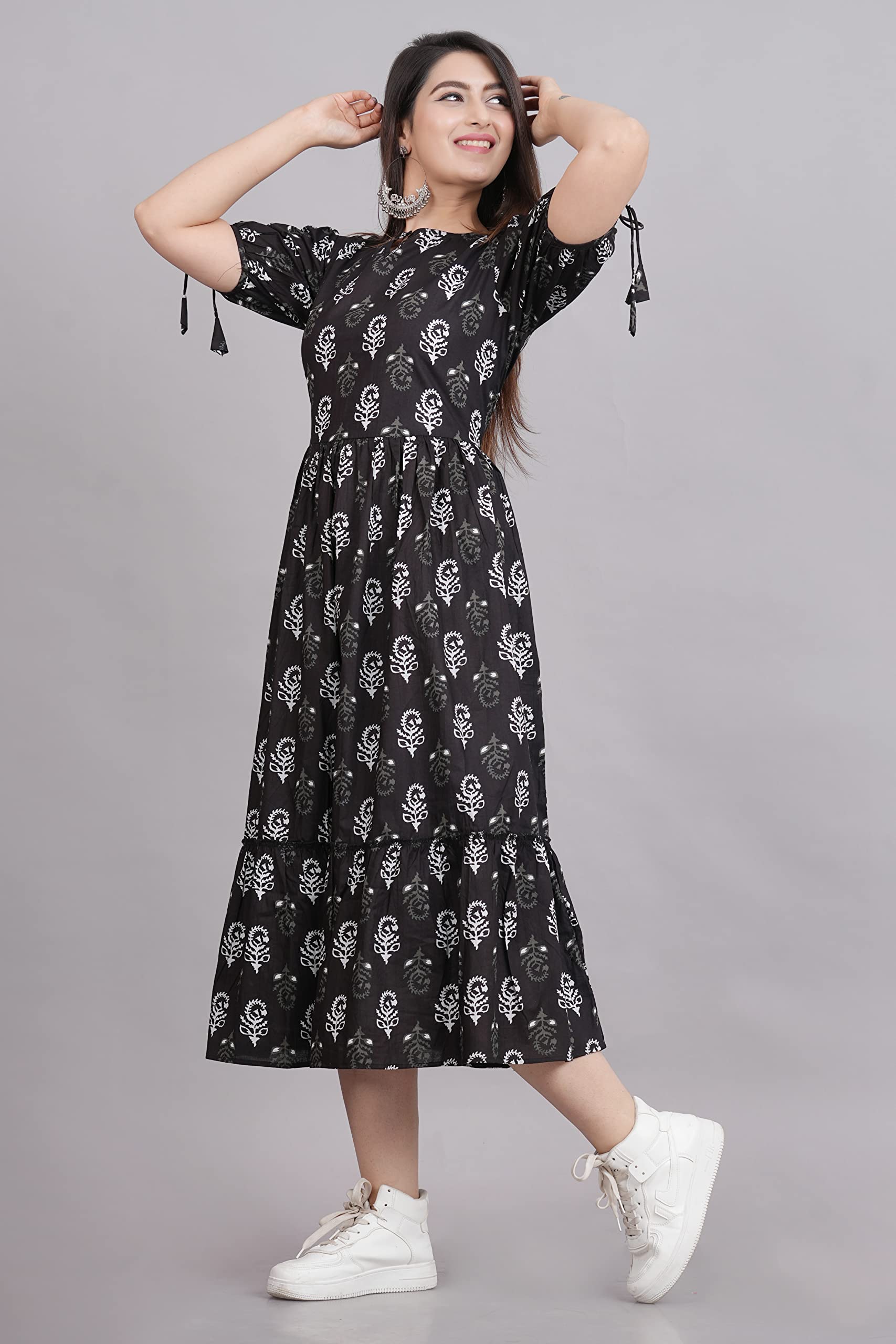 Kuruti B Sheets Women's Floral Printed Rayon Fit and Flare Tank Maxi Dress Kurta - ingredients panel