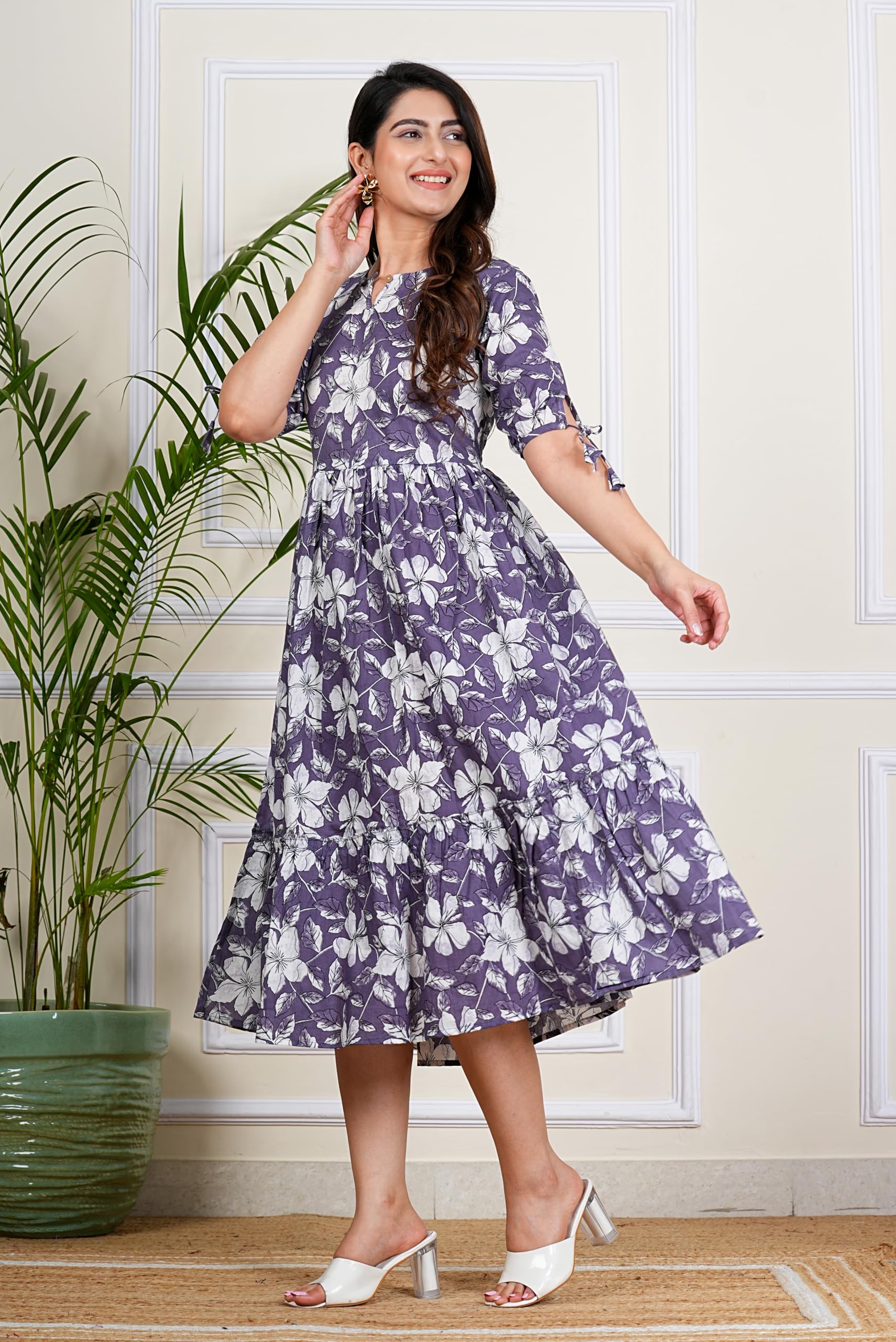Kuruti B Sheets Women's Floral Printed Rayon Fit and Flare Tank Maxi Dress Kurta - packaging (72)