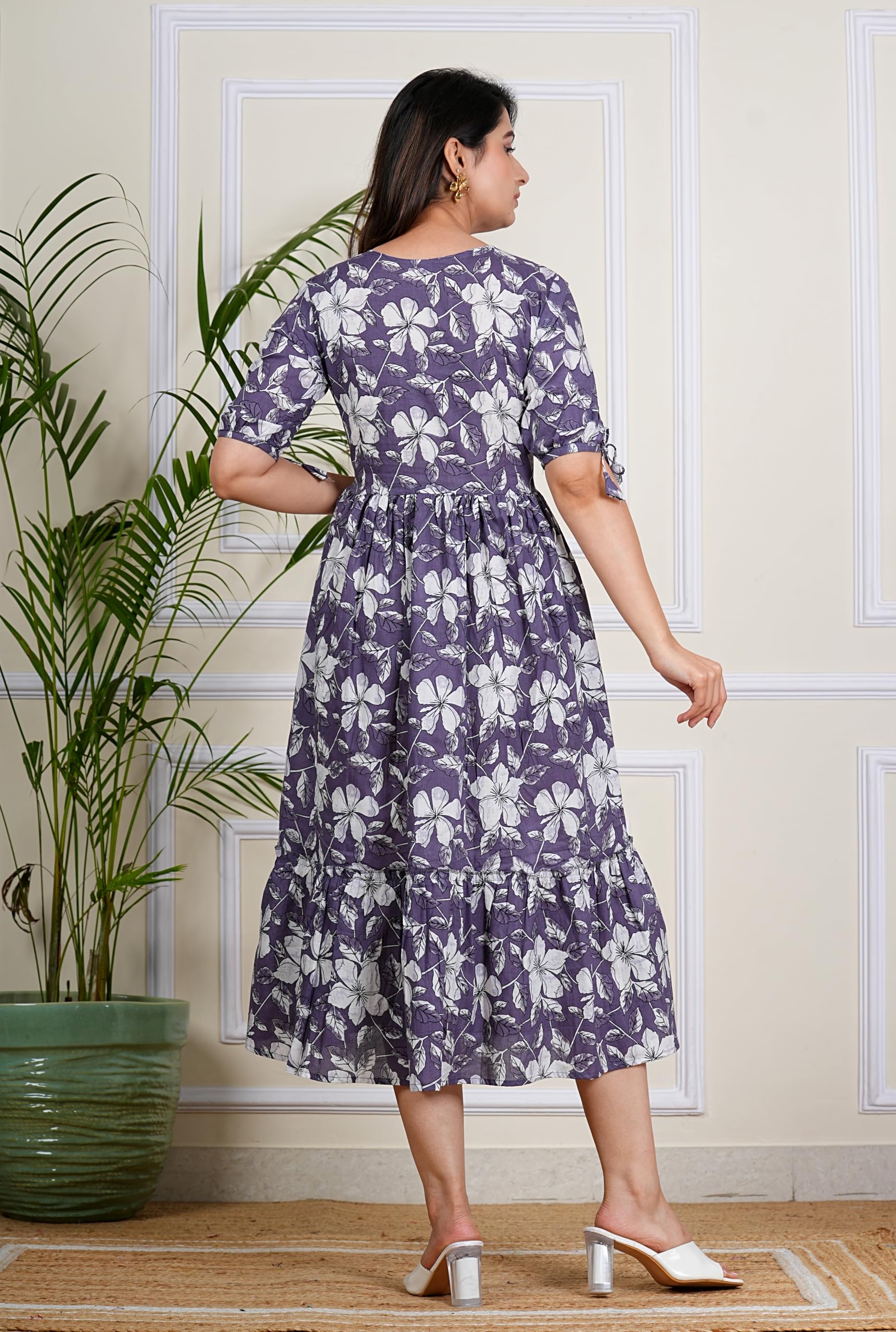 Kuruti B Sheets Women's Floral Printed Rayon Fit and Flare Tank Maxi Dress Kurta - label detail (73)