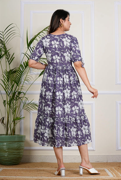 Kuruti B Sheets Women's Floral Printed Rayon Fit and Flare Tank Maxi Dress Kurta - label detail (73)
