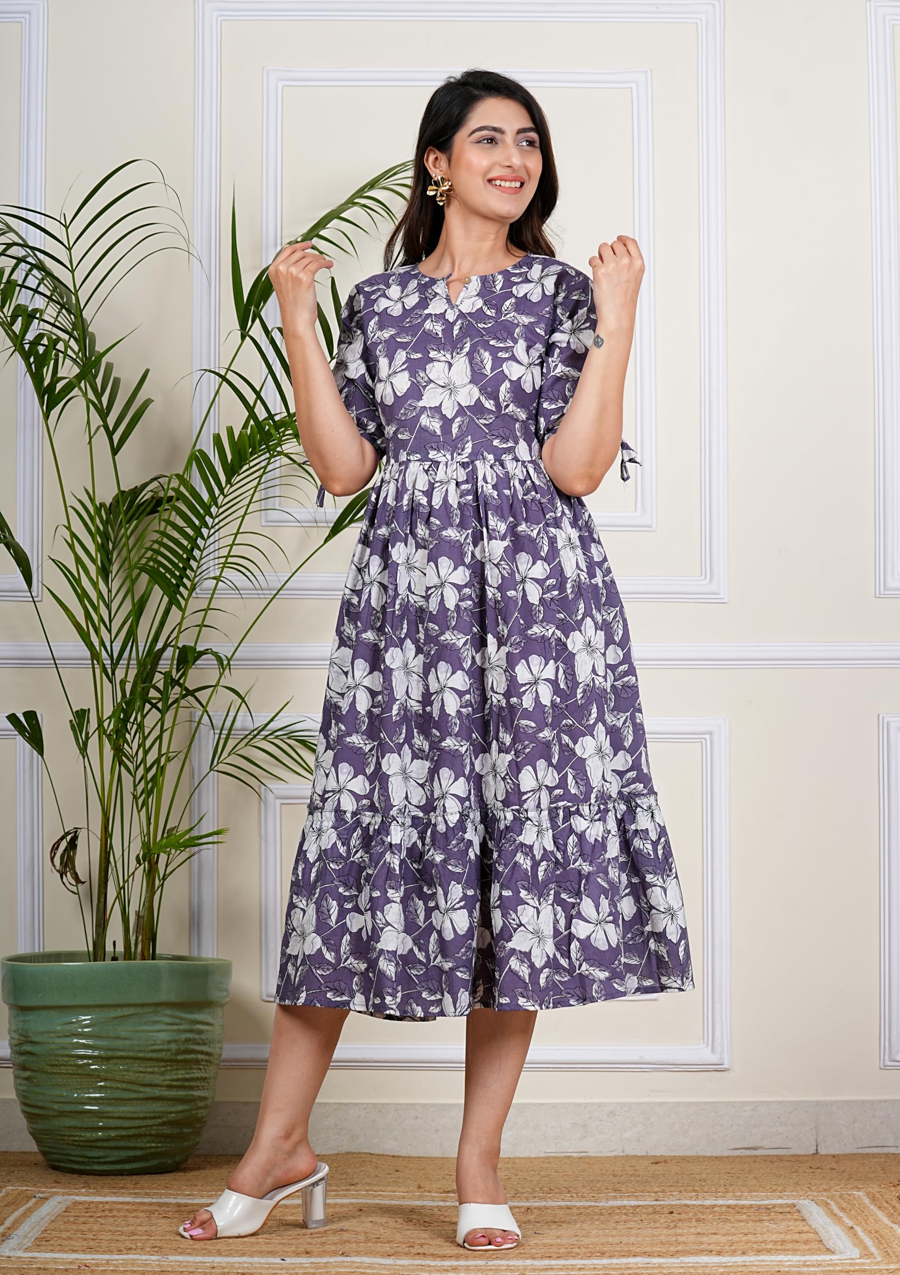 Kuruti B Sheets Women's Floral Printed Rayon Fit and Flare Tank Maxi Dress Kurta - ingredients panel (74)