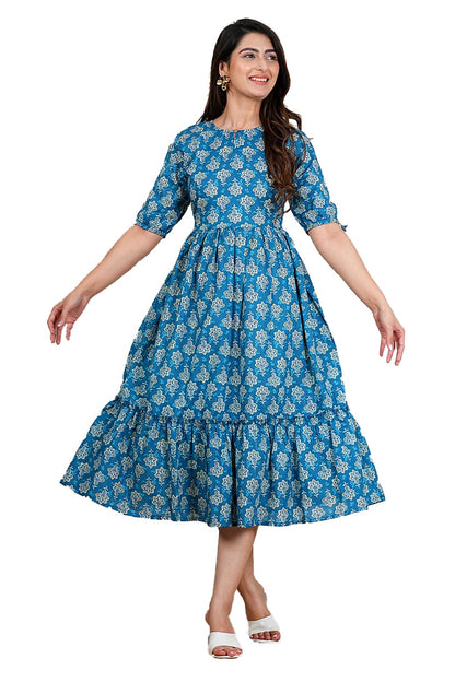 Kuruti B Sheets Women's Floral Printed Rayon Fit and Flare Tank Maxi Dress Kurta (8)