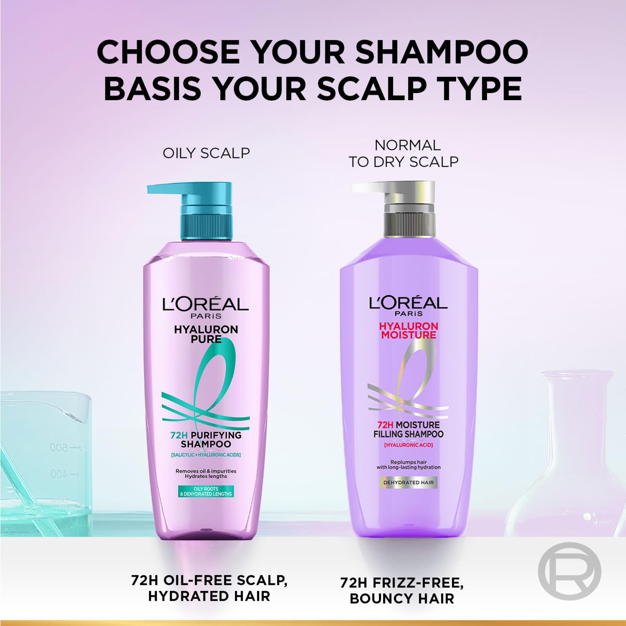 L’Oréal Paris Hyaluron Pure 72H Purifying Shampoo, For oily scalp & dry hair with salicylic and hyaluronic acid, 200 ml - in 