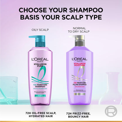 L’Oréal Paris Hyaluron Pure 72H Purifying Shampoo, For oily scalp & dry hair with salicylic and hyaluronic acid, 200 ml - in 