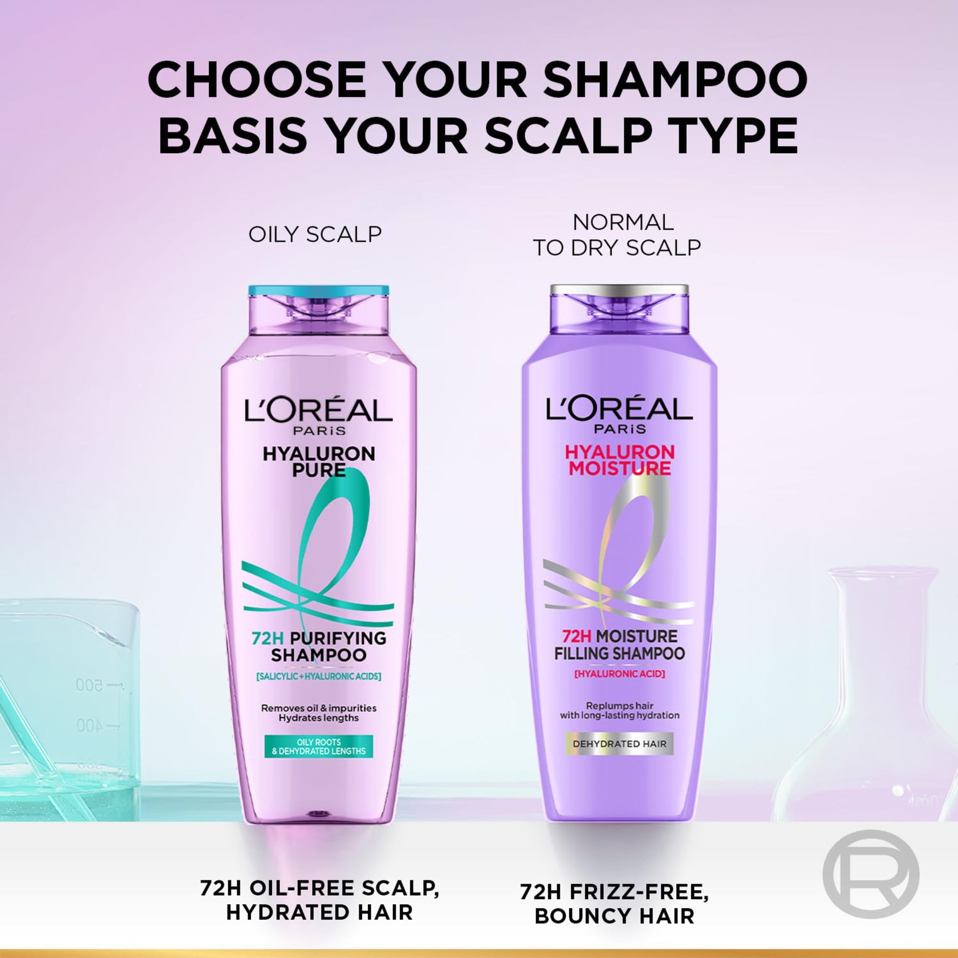 L’Oréal Paris Hyaluron Pure 72H Purifying Shampoo, For oily scalp & dry hair with salicylic and hyaluronic acid, 200 ml - in