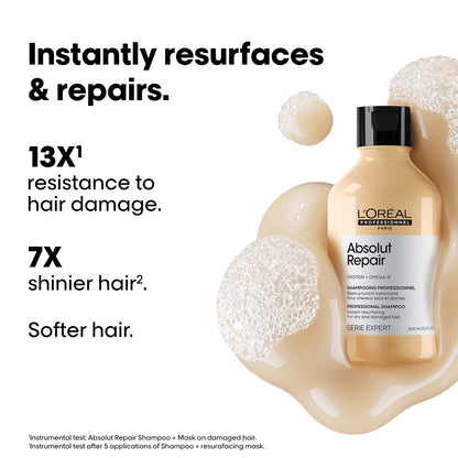 L'Oréal Professionnel Absolut Repair Shampoo, 300ml, for Dry & Damaged Hair with Protein & Omega-9 - front view