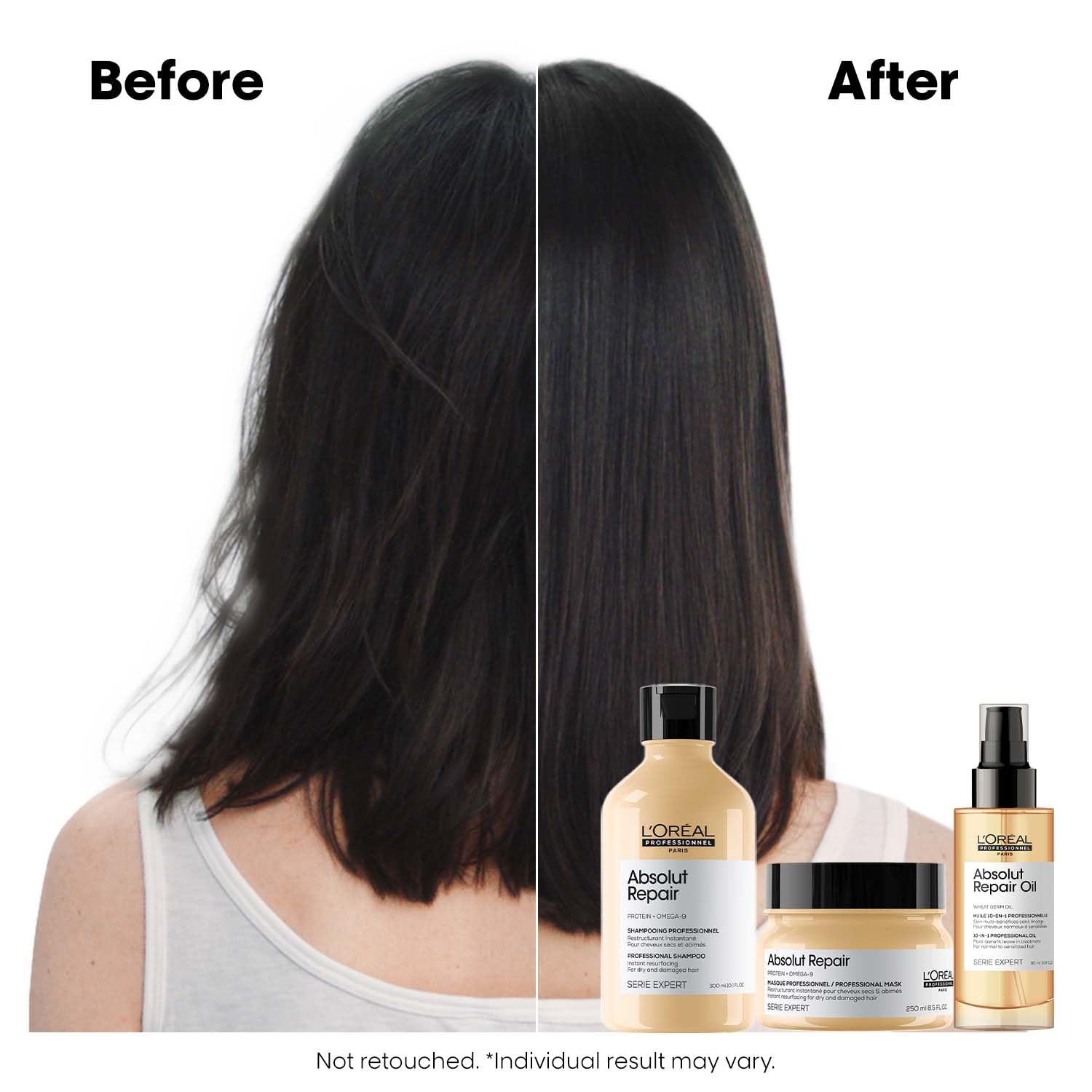 L'Oréal Professionnel Absolut Repair Shampoo, 300ml, for Dry & Damaged Hair with Protein & Omega-9 - back view