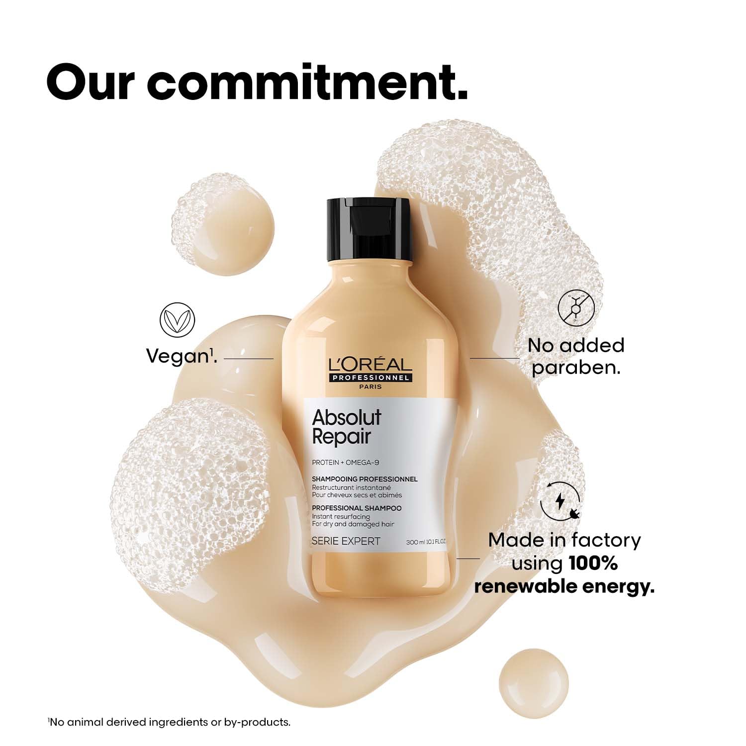 L'Oréal Professionnel Absolut Repair Shampoo, 300ml, for Dry & Damaged Hair with Protein & Omega-9 - in use