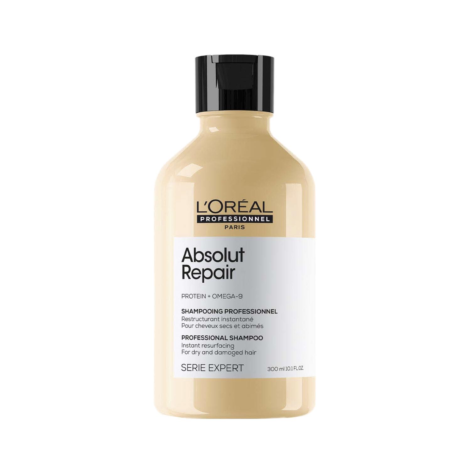 L'Oréal Professionnel Absolut Repair Shampoo, 300ml, for Dry & Damaged Hair with Protein & Omega-9 - size and scale