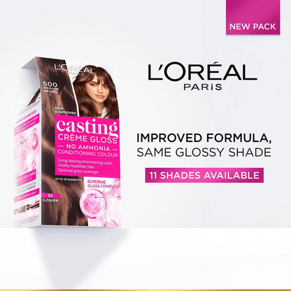 L'Oreal Paris Casting Crème Gloss Semi-Permanent Hair Color Kit, No Ammonia, with Gloves and Conditioner - front view