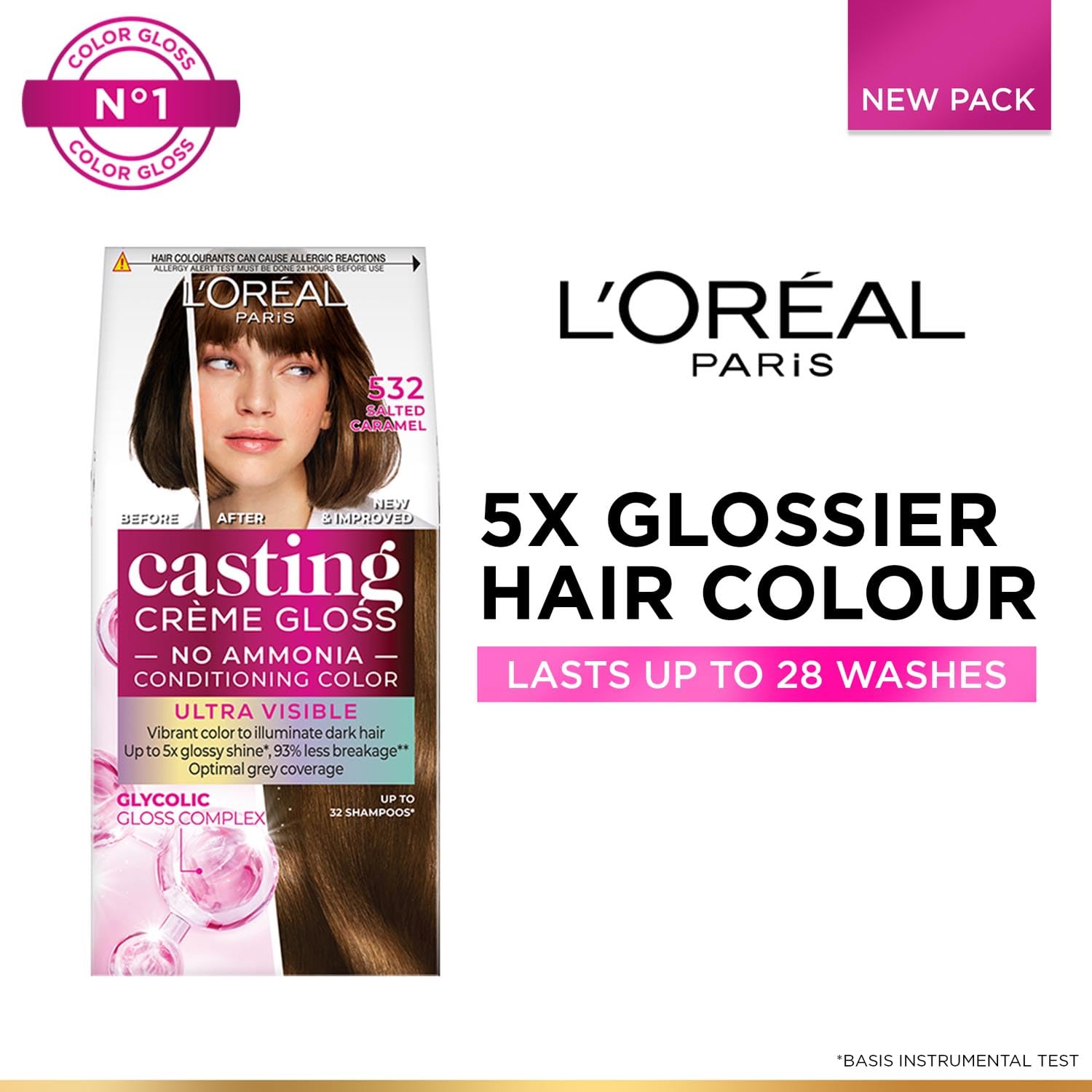 L'Oreal Paris Casting Crème Gloss Semi-Permanent Hair Color Kit, No Ammonia, with Gloves and Conditioner - front view (30)