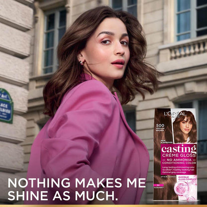 L'Oreal Paris Casting Crème Gloss Semi-Permanent Hair Color Kit, No Ammonia, with Gloves and Conditioner - packaging