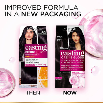 L'Oreal Paris Casting Crème Gloss Semi-Permanent Hair Color Kit, No Ammonia, with Gloves and Conditioner - size and scale