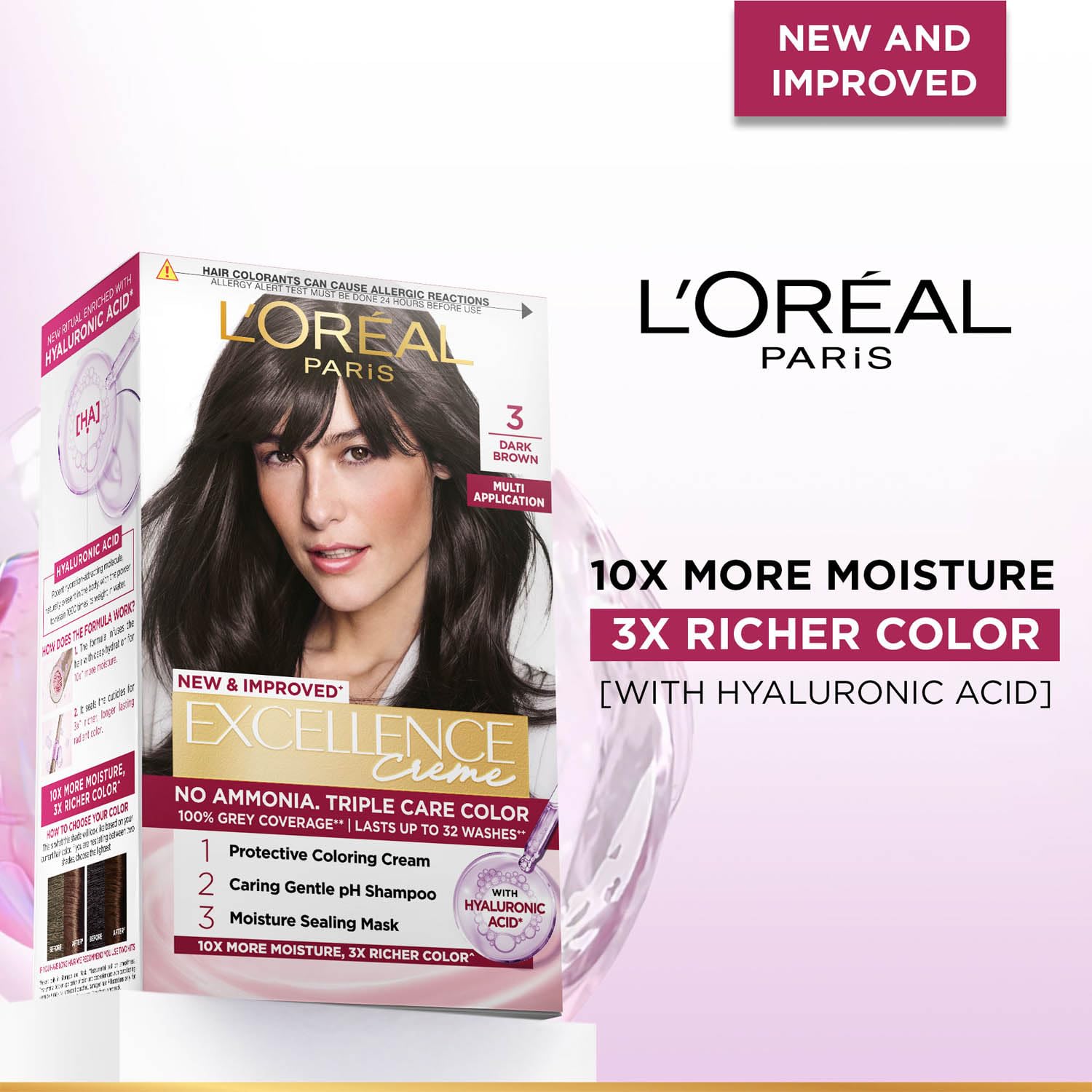 L'Oreal Paris Excellence Creme Permanent Hair Color, No Ammonia, Pro-Keratin, 72ml+100g - front view (11)