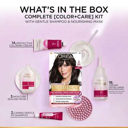 L'Oreal Paris Excellence Creme Permanent Hair Color, No Ammonia, Pro-Keratin, 72ml+100g - ingredients panel (14)