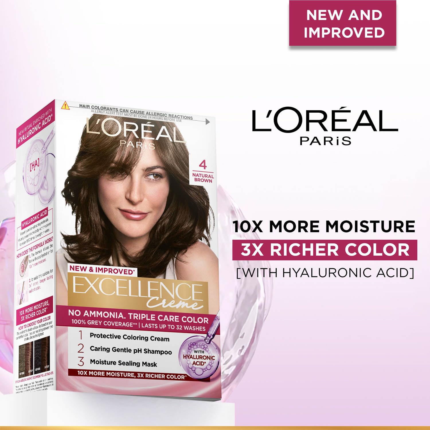 L'Oreal Paris Excellence Creme Permanent Hair Color, No Ammonia, Pro-Keratin, 72ml+100g - front view (23)
