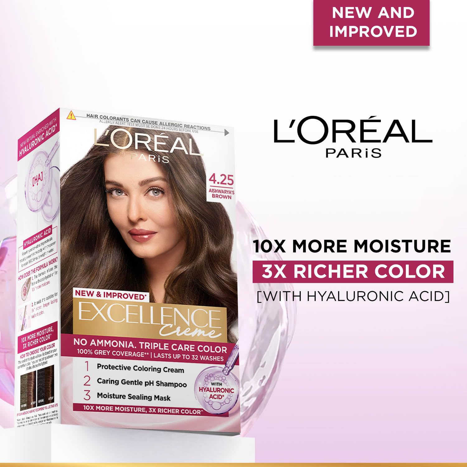 L'Oreal Paris Excellence Creme Permanent Hair Color, No Ammonia, Pro-Keratin, 72ml+100g - front view (29)