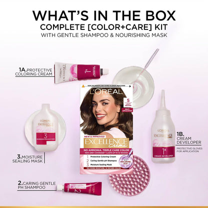 L'Oreal Paris Excellence Creme Permanent Hair Color, No Ammonia, Pro-Keratin, 72ml+100g - ingredients panel (38)