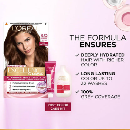 L'Oreal Paris Excellence Creme Permanent Hair Color, No Ammonia, Pro-Keratin, 72ml+100g - packaging (42)