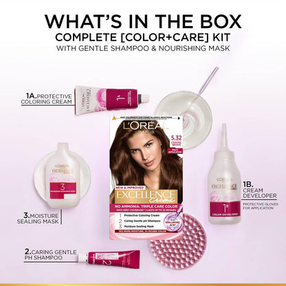L'Oreal Paris Excellence Creme Permanent Hair Color, No Ammonia, Pro-Keratin, 72ml+100g - ingredients panel (44)