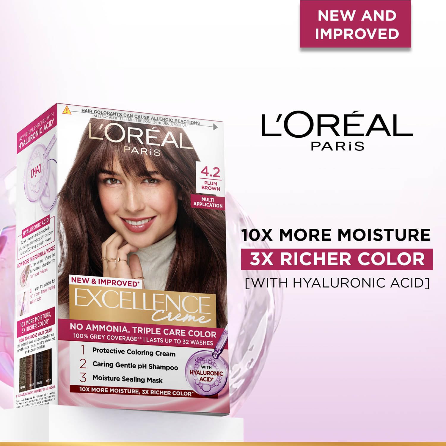 L'Oreal Paris Excellence Creme Permanent Hair Color, No Ammonia, Pro-Keratin, 72ml+100g - front view (47)