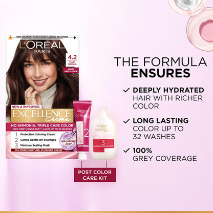 L'Oreal Paris Excellence Creme Permanent Hair Color, No Ammonia, Pro-Keratin, 72ml+100g - packaging (48)