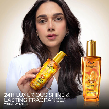 L'Oreal Paris Extraordinary Oil Hair Serum, Anti-Frizz Styling Serum with 6 Rare Flower Oils - label detail (14)