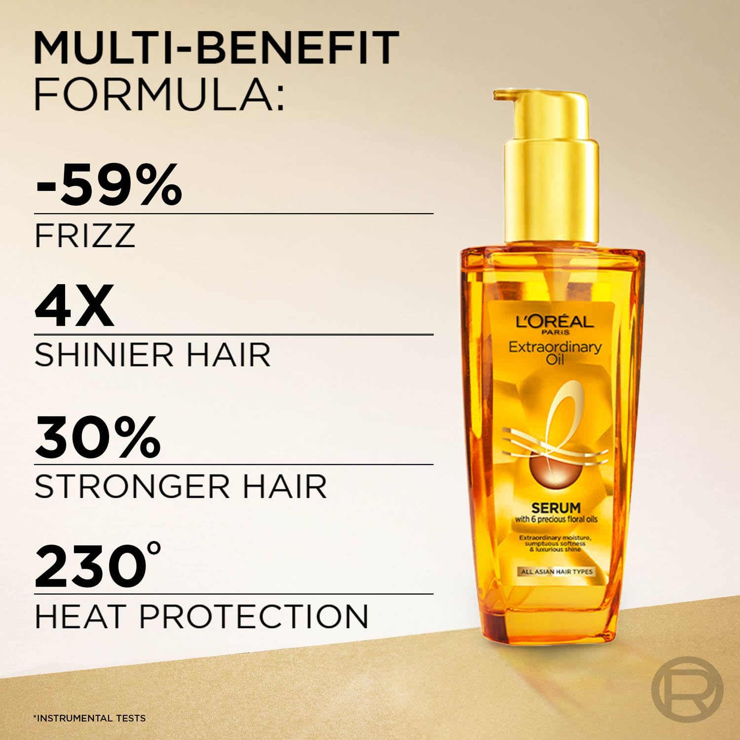 L'Oreal Paris Extraordinary Oil Hair Serum, Anti-Frizz Styling Serum with 6 Rare Flower Oils - close-up detail (16)