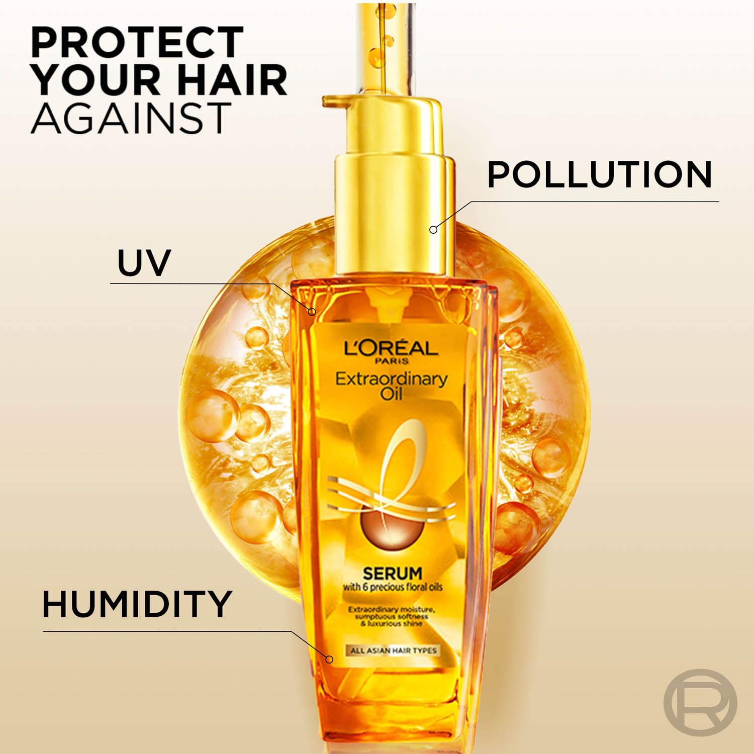 L'Oreal Paris Extraordinary Oil Hair Serum, Anti-Frizz Styling Serum with 6 Rare Flower Oils - size and scale (18)