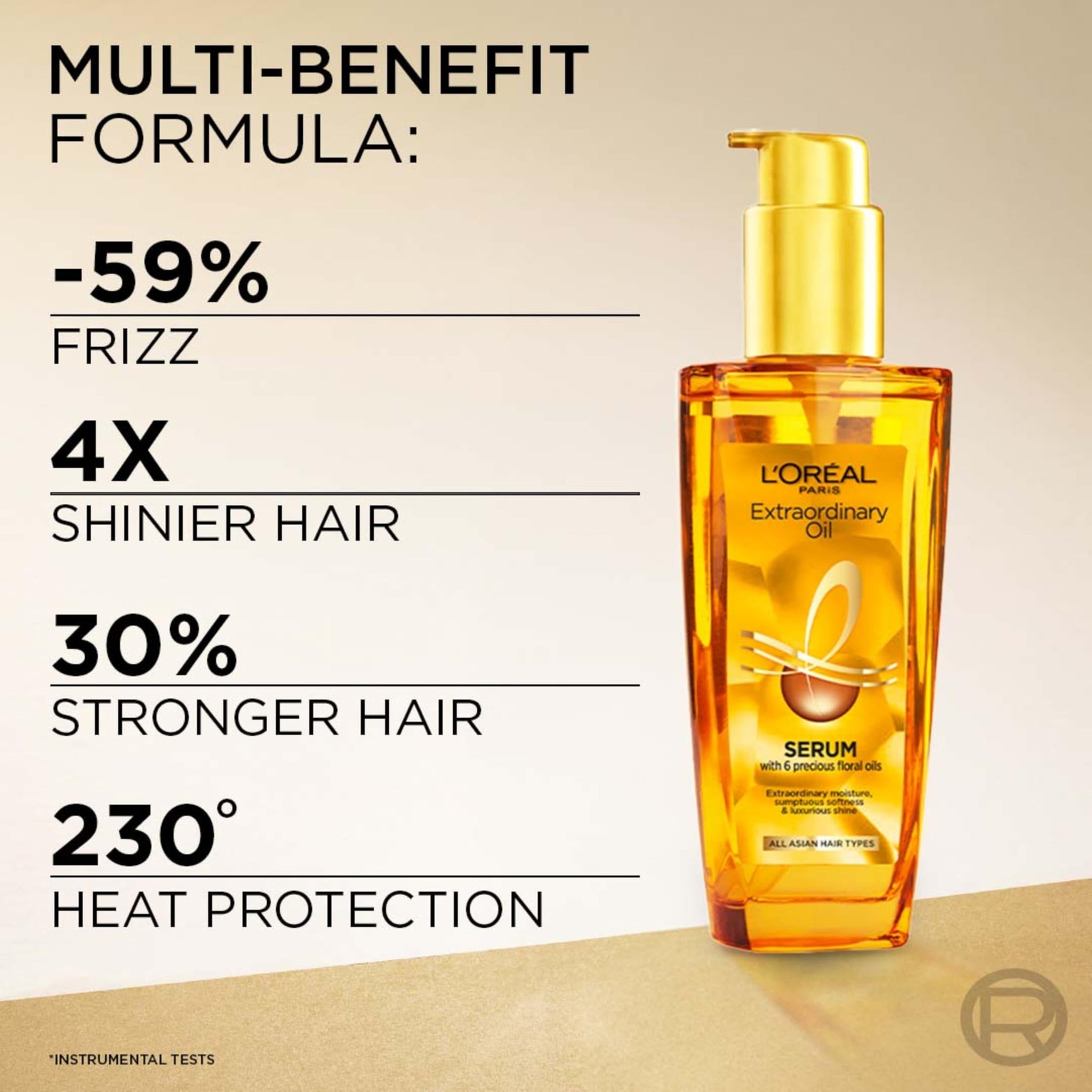 L'Oreal Paris Extraordinary Oil Hair Serum, Anti-Frizz Styling Serum with 6 Rare Flower Oils - back view
