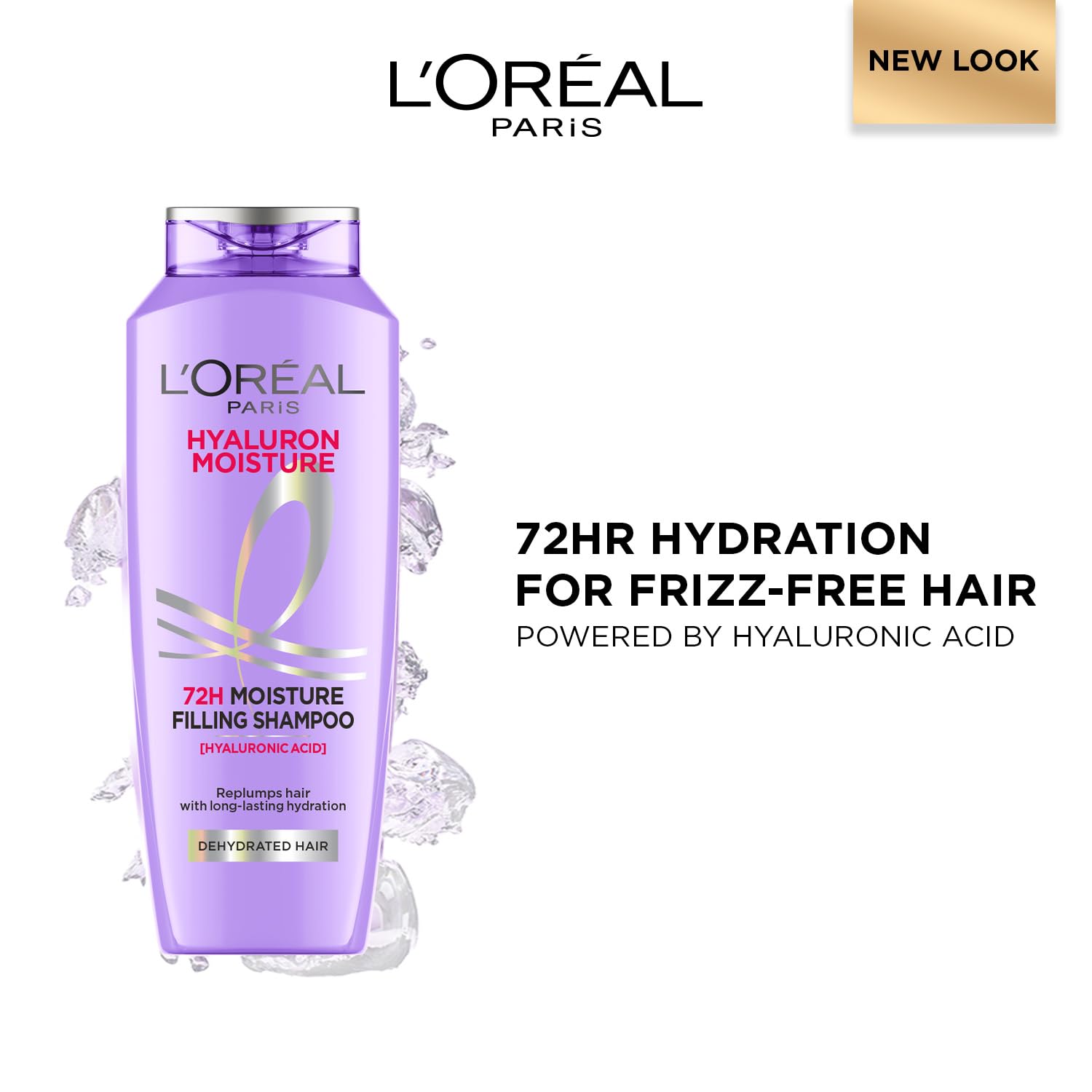 L'Oreal Paris Hyaluron Moisture 72HR Moisture Filling Shampoo with Hyaluronic Acid, for Dry Hair - front view (11)