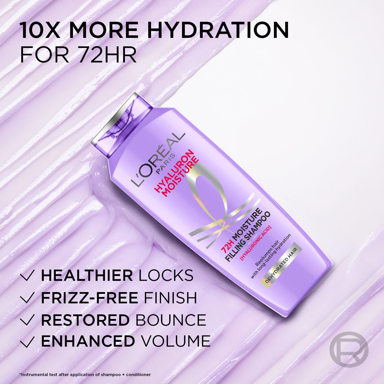 L'Oreal Paris Hyaluron Moisture 72HR Moisture Filling Shampoo with Hyaluronic Acid, for Dry Hair - close-up detail (16)