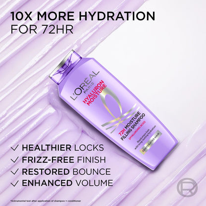 L'Oreal Paris Hyaluron Moisture 72HR Moisture Filling Shampoo with Hyaluronic Acid, for Dry Hair - close-up detail (16)