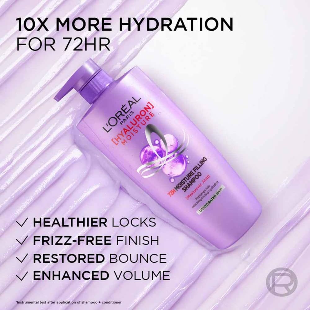 L'Oreal Paris Hyaluron Moisture 72HR Moisture Filling Shampoo with Hyaluronic Acid, for Dry Hair - label detail