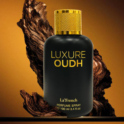 LA' French Luxure Oudh Eau de Parfum for Men, 100ml, with Agarwood, Musk, Sandalwood and Oakmoss Notes - in use