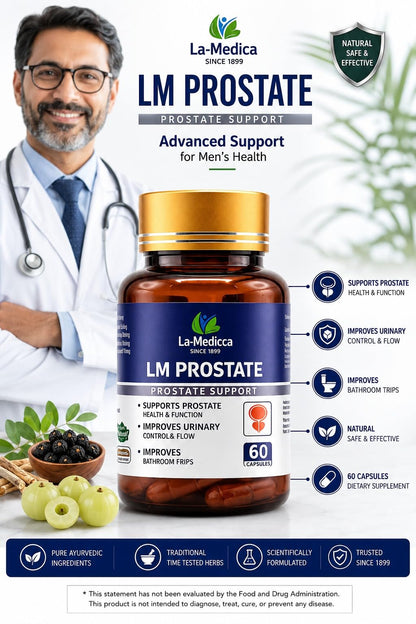 La-Medicca LM Prostate Herbal Supplement, 60 Capsules, with Ashwagandha, Gokhru, Giloy, Shilajit, Guggul, Amla & Curcumin - f