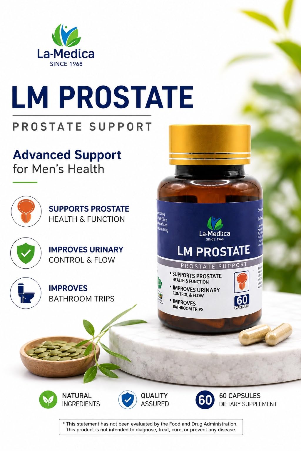 La-Medicca LM Prostate Herbal Supplement, 60 Capsules, with Ashwagandha, Gokhru, Giloy, Shilajit, Guggul, Amla & Curcumin - b