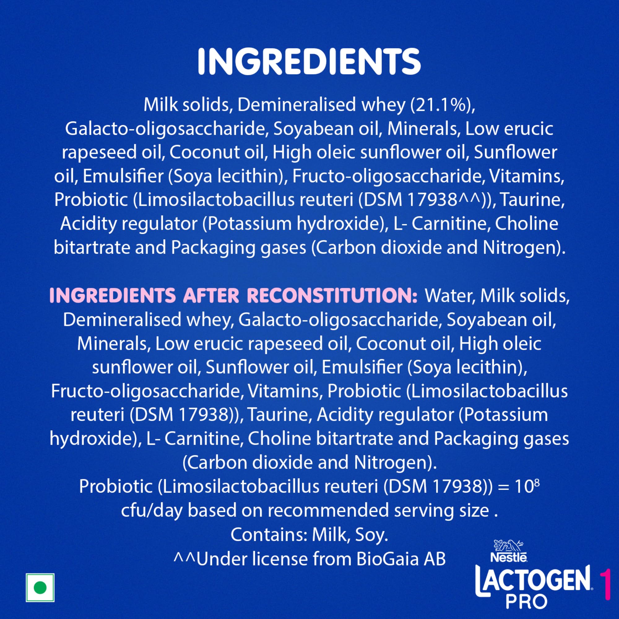 Lactogen Pro 1 Baby Milk Powder, 0-6 Months, Infant Formula with Probiotics and Prebiotics - back view (12)