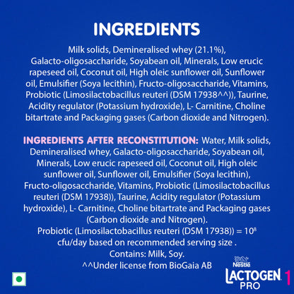 Lactogen Pro 1 Baby Milk Powder, 0-6 Months, Infant Formula with Probiotics and Prebiotics - back view (12)