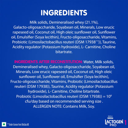 Lactogen Pro 1 Baby Milk Powder, 0-6 Months, Infant Formula with Probiotics and Prebiotics - back view (20)