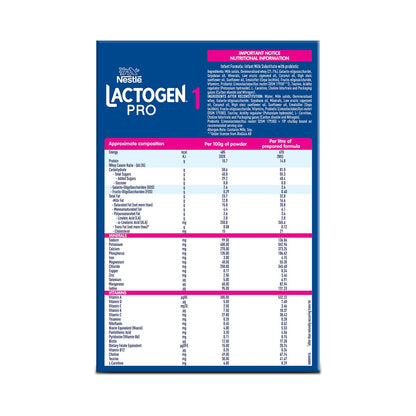 Lactogen Pro 1 Baby Milk Powder, 0-6 Months, Infant Formula with Probiotics and Prebiotics - packaging