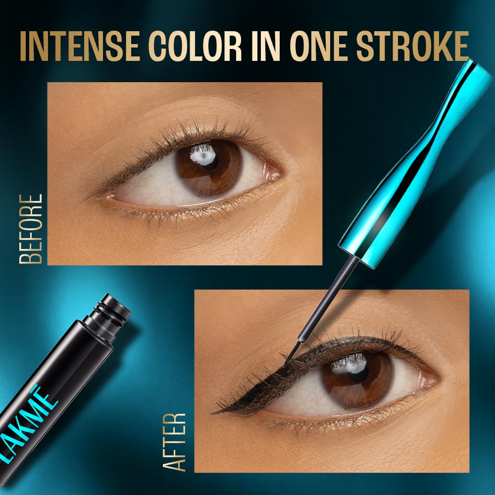 LAKMÉ 9to5 Eyeconic Waterproof Liquid Eyeliner, Intense Black, 4.5 ml, Smudgeproof Quick-Dry Formula - back view