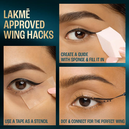 LAKMÉ 9to5 Eyeconic Waterproof Liquid Eyeliner, Intense Black, 4.5 ml, Smudgeproof Quick-Dry Formula - close-up detail
