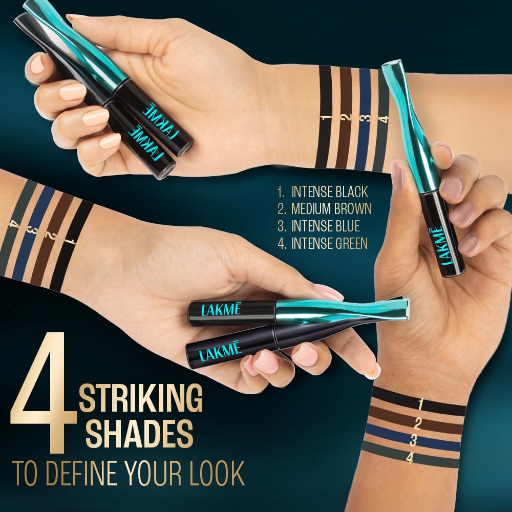 LAKMÉ 9to5 Eyeconic Waterproof Liquid Eyeliner, Intense Black, 4.5 ml, Smudgeproof Quick-Dry Formula - in use