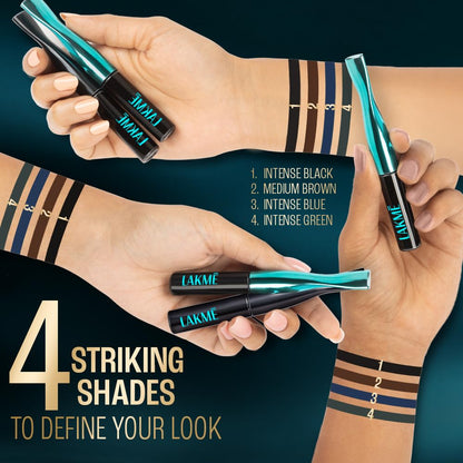 LAKMÉ 9to5 Eyeconic Waterproof Liquid Eyeliner, Intense Black, 4.5 ml, Smudgeproof Quick-Dry Formula - in use